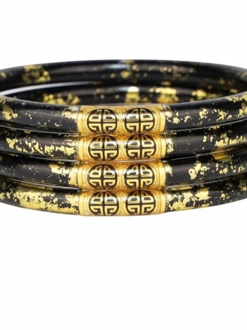 BuDhaGirl KOI Noir AWB Set Of 4 Black & Gold Bracelet Stack 
NEW